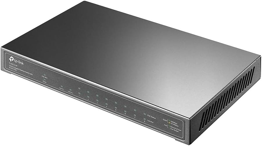 TP-Link 8 Port Gigabit PoE Switch | 8 PoE+ Ports @63W, w/ 1 Uplink Gigabit Port + 1 SFP Slot | Desktop/Wall-Mount | Plug & Play | Limited Lifetime Protection | Traffic Optimization (TL-SG1210P)