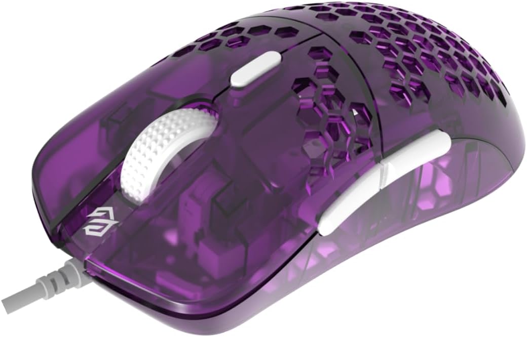 G-Wolves Hati HTM/HT-M Medium 56g Ultra Lightweight Honeycomb Wired Gaming Mouse, PixArt 3389 Sensor 16000 DPI, 6 Programmable Buttons, Low Latency, for PC/Mac (Violet)