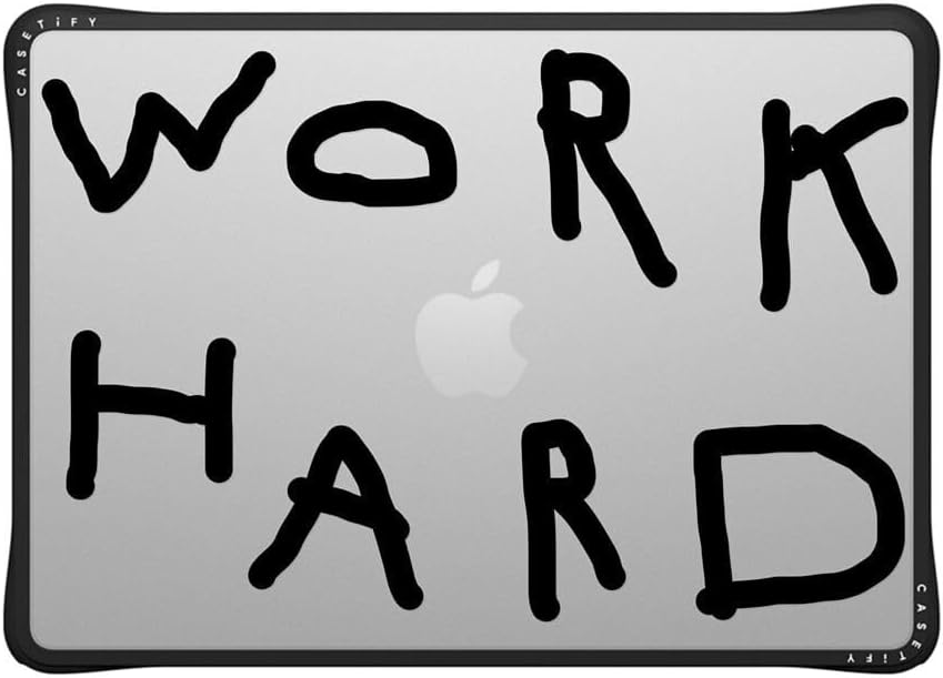 CASETiFY Impact MacBook Air 13.6" (M2-M4) Case [Cushioned Impact Corners/Scratch-Resistant/Anti-Slip Grip] - Work Hard Black - Clear Black