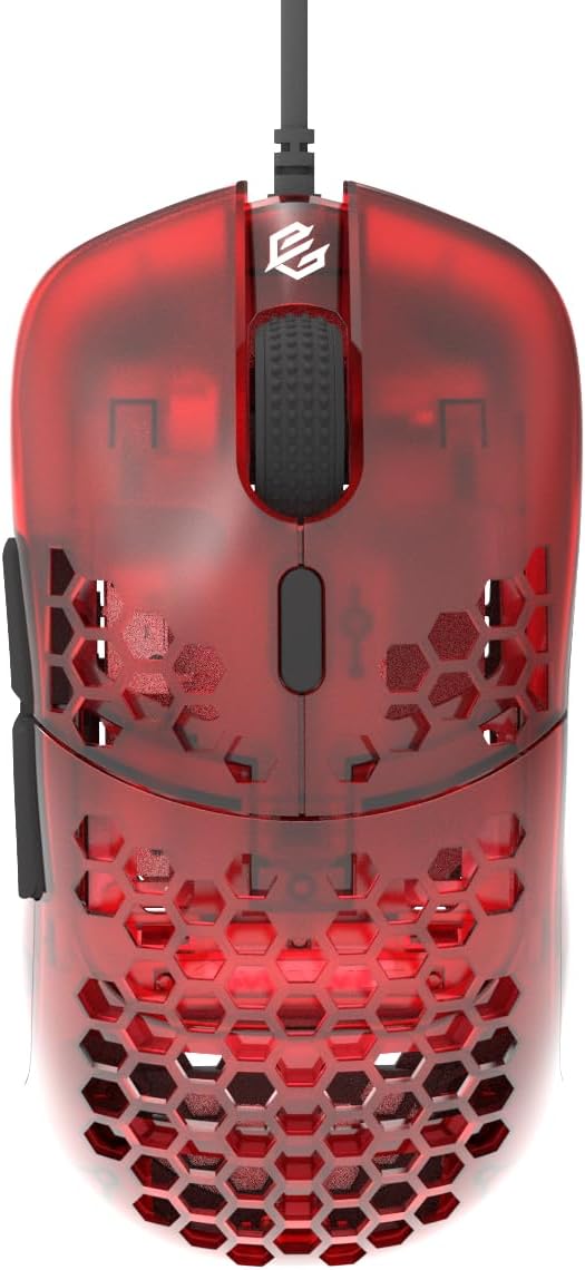 G-Wolves Hati HTM 56g Honeycomb Mouse, PixArt 3389 16000DPI, 6 Programmable Buttons, Low Latency, for Esports (Ruby)