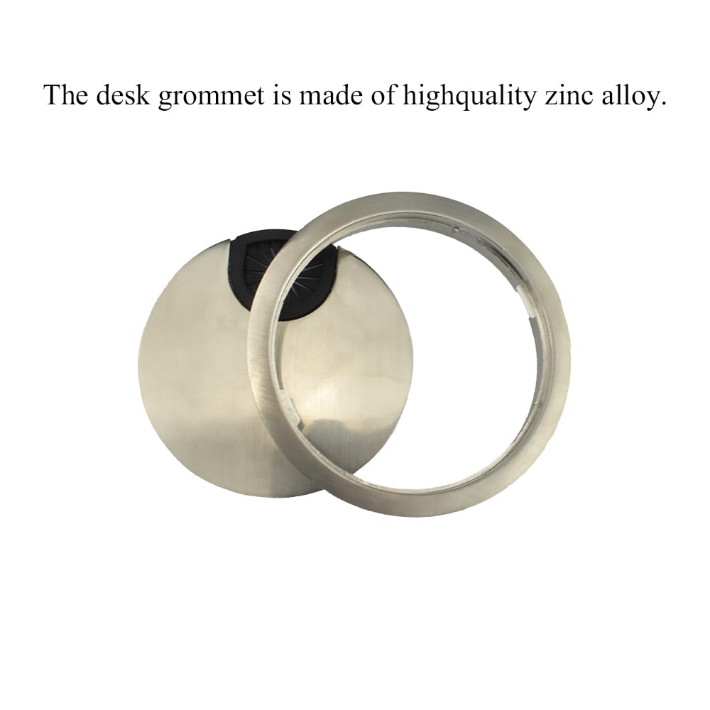 HAHIYO 1Pcs 3.15Inch/80mm Brushed Silver Zinc Alloy Desk Grommet Wire Grommet Cable Management Cord Hole Cover Desk Wire Hole Insert Wire Organizer for Computer Office Home School Equipment Systems