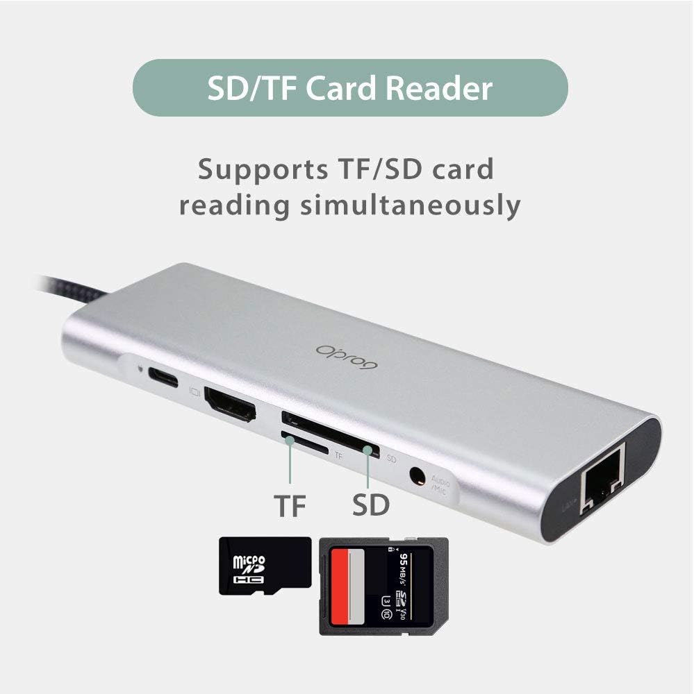 9-in-1 USB C Hub Multiple Adapter, 3 USB 3.0 Ports up to 5Gbps Transfer, 4K@30Hz HDMI, 60W PD, SD/TF Card Reader, 3.5mm Audio Jack & Ethernet, USB-C Hub for MacBook and Other Type-C Devices