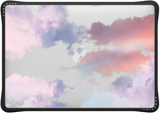CASETiFY Impact MacBook Air 13" (M1/Intel) Case [Cushioned Impact Corners/Scratch-Resistant/Anti-Slip Grip] - Clouds - Clear Black