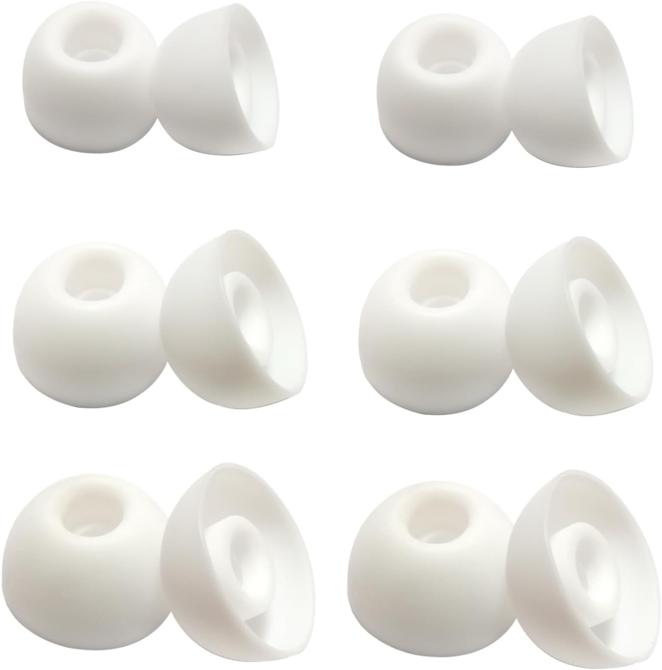 Earbuds Tips Replacement Universal Oval Earbuds Tips for True Wireless Earbuds 4.0mm-6mm Nozzle Silicone Replacement Ear Tips 6 Pairs LMS White