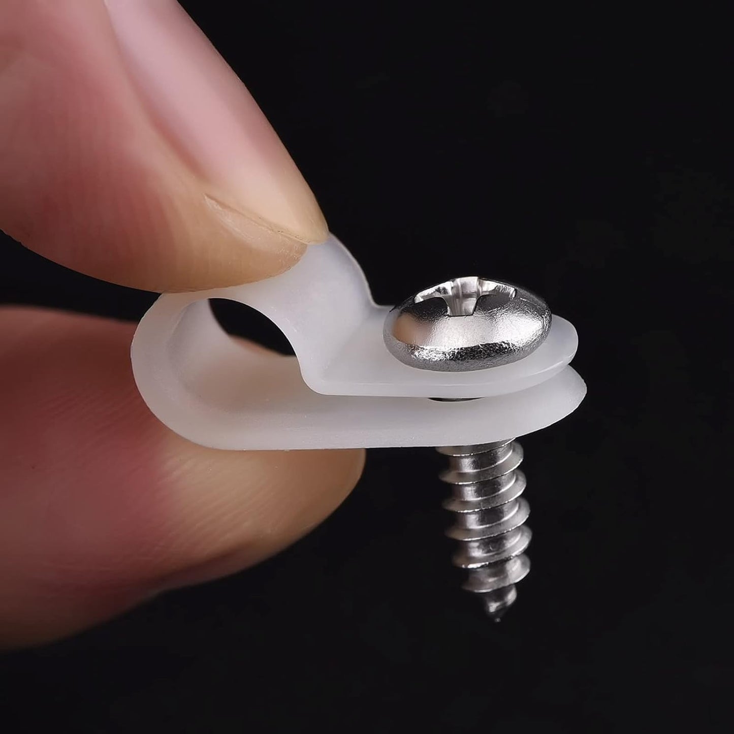 Hicarer 50 Pack R-Type Cable Clip Wire Clamp, Nylon Screw Mounting Cord Fastener Clips with 50 Pack Screws for Wire Management (White,1/2 Inch)