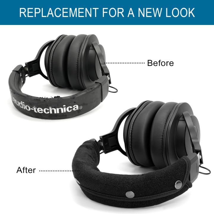 GEVO Replacement Headphone Headband Cover for Corsair Virtuoso, Audio Technica ATH M Series M50X, M50XBT, M50, M40X & More, Cushion Pad Protector Repair Part, Easy Installation No Tool Needed (Black)