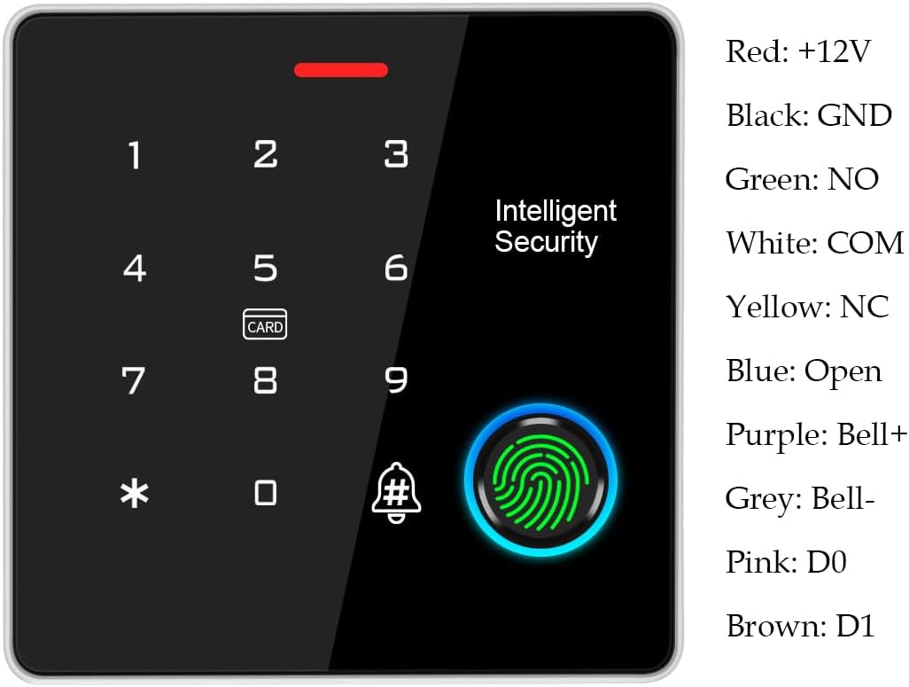 Door Access Control System IP67 Waterproof RFID Fingerprint Keypad Exit Button Doorbell Buzzer 1200lb Magnetic Lock Kit