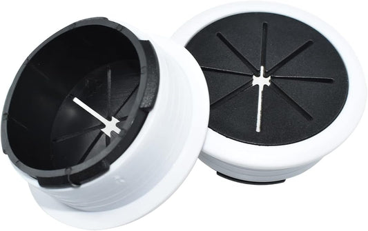 Aifeier ET 2PCS Desk Grommet 2 Inch/50mm Rubber Cable Wire Grommet Cable Hole Cover for Managing and Hiding Office PC Desk Cable Cord (Black with White)