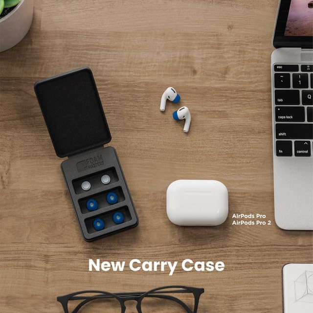 Foam Masters Ultra-Premium Memory Foam Ear Tips for AirPods Pro 1st & 2nd Gen | 3 Pairs | Black Magic Ver 6.0 | Secure | Comfort | Better Noise Cancel | Replacement Buds – Blue, Medium