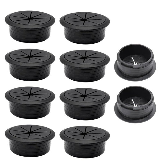 10 Pcs Desk Grommet 2" / 50 mm, Desk Hole Cover for Cables Black, Cable Grommet ABS Plastic, Desk Hole Grommet for Home & Office Pc, Detachable Cable Cord Organizer