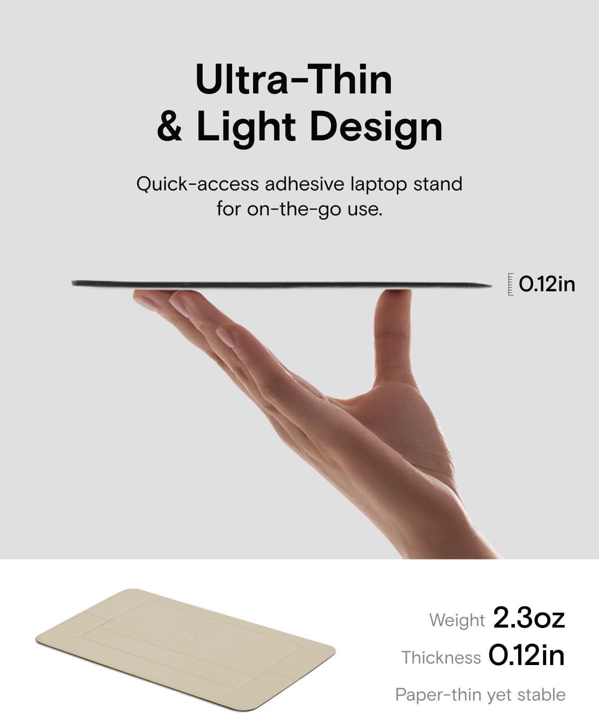 MOFT Laptop Stand for Desk, Adhesive Airflow Laptop Cooling Stand for Heat Dissipation with 2 Adjustable Viewing Angles,Foldable&Portable Computer Stand Compatible with Laptops 11"-16",Earthen Beige