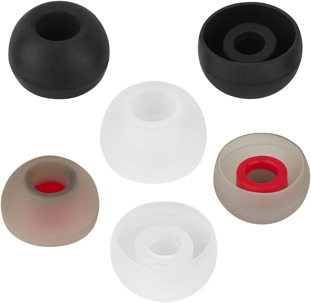 Earbud Tips Replacement - Silicone Compatible with Powerbeats 2/3 & LG Samsung Earbuds - Black, White, Red - 9 Pairs