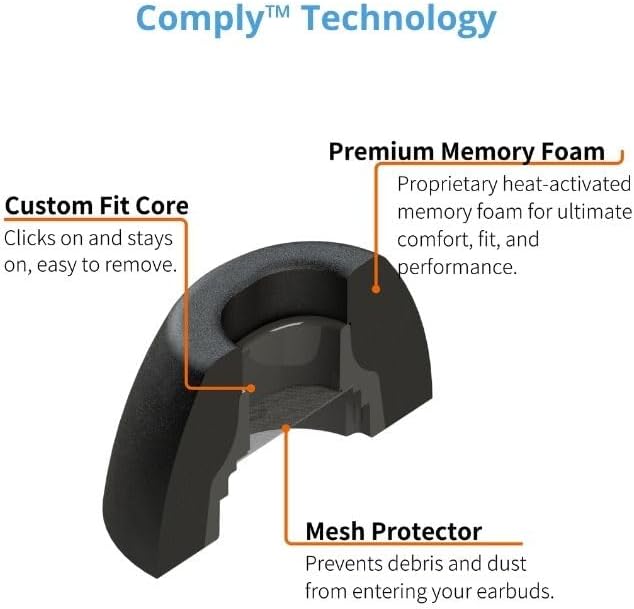 Comply TrueGrip | Premium Memory Foam Replacement Earbud Tips for Samsung Galaxy Buds3 Pro | Enhanced Comfort, Secure Fit, Superior Noise Isolation, Removal & Cleaning Tool | Black, Large (3 Pairs)