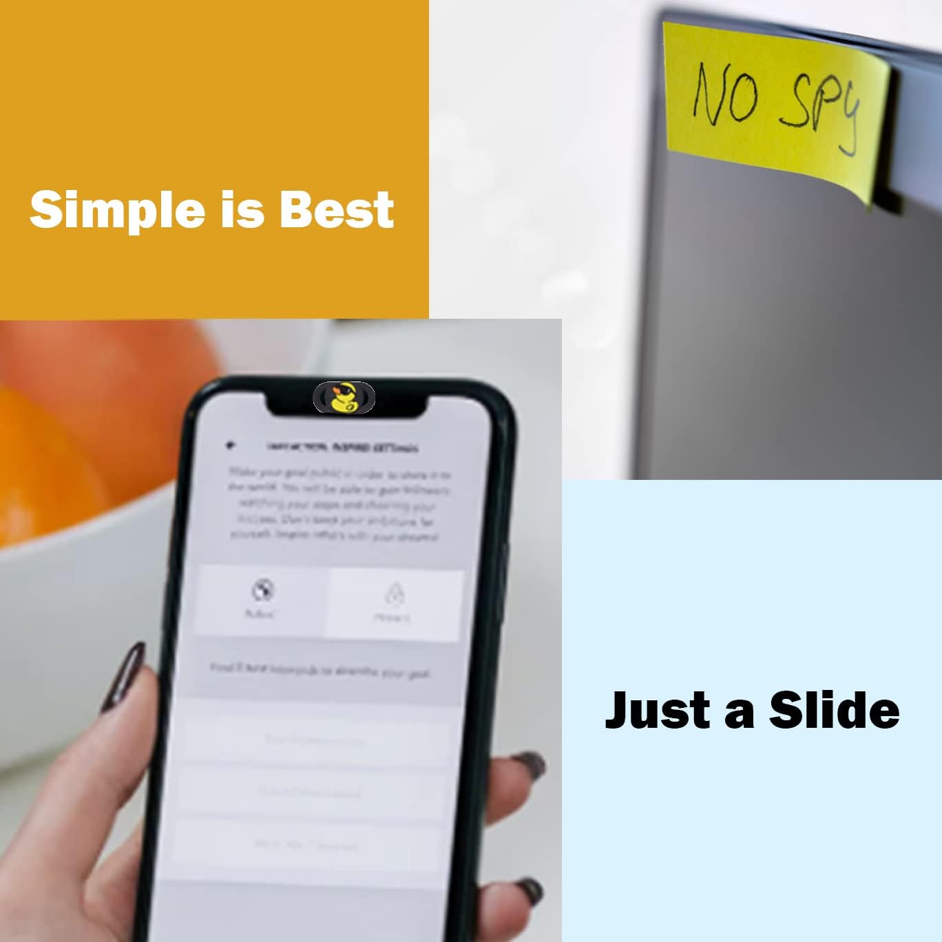 Laptop Camera Cover Slide Webcam Cover for Privacy Fits for Mini PC, PC, Surface, Tablet, Desktop Computer, Smart phone - 3 Packs, Cool Duck