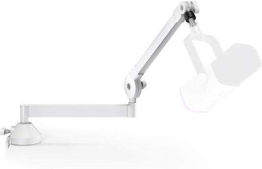 InnoGear Low Profile Mic Arm, 360° Rotatable Microphone Boom Arm Mic Stand for Fifine AM8 K669B Blue Yeti HyperX QuadCast SoloCast AT2020, with Mic Clip 3/8" to 5/8", 3/8" to 1/4" Adapter, White