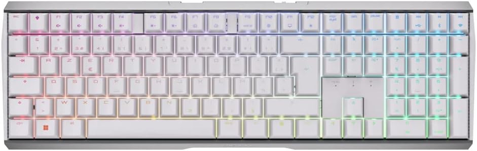 Cherry MX 3.0S Wireless Mechanical Gaming Keyboard. Aluminum Housing Built for Gamers w/MX Brown or Red Switches. RGB Backlit Color Display Over 16m Colors. (White w/MX Brown Switches)