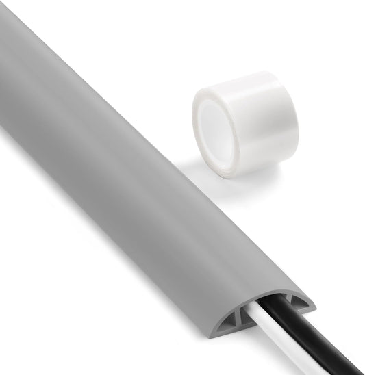 Floor Cable Cover 3ft Grey, LZEOY Cord Covers for Wires on Floor, Cord Hider Floor Cable Management, Extension Cord Floor Cover Low Profile, Floor Cord Cover for Office/Carpet/Floor