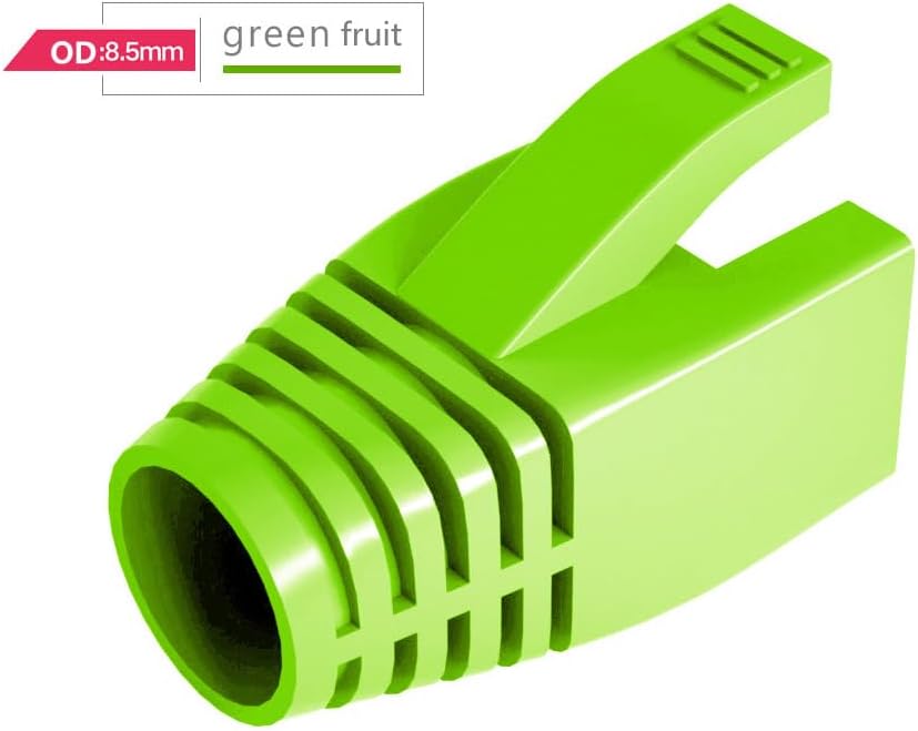 50 Pcs Cat7 Cat7A Cat8 Strain Relief Boot, RJ45 Plug Connector Cover Modular Network Plug Connector Cap Cable Connector Boots, FruitGreen