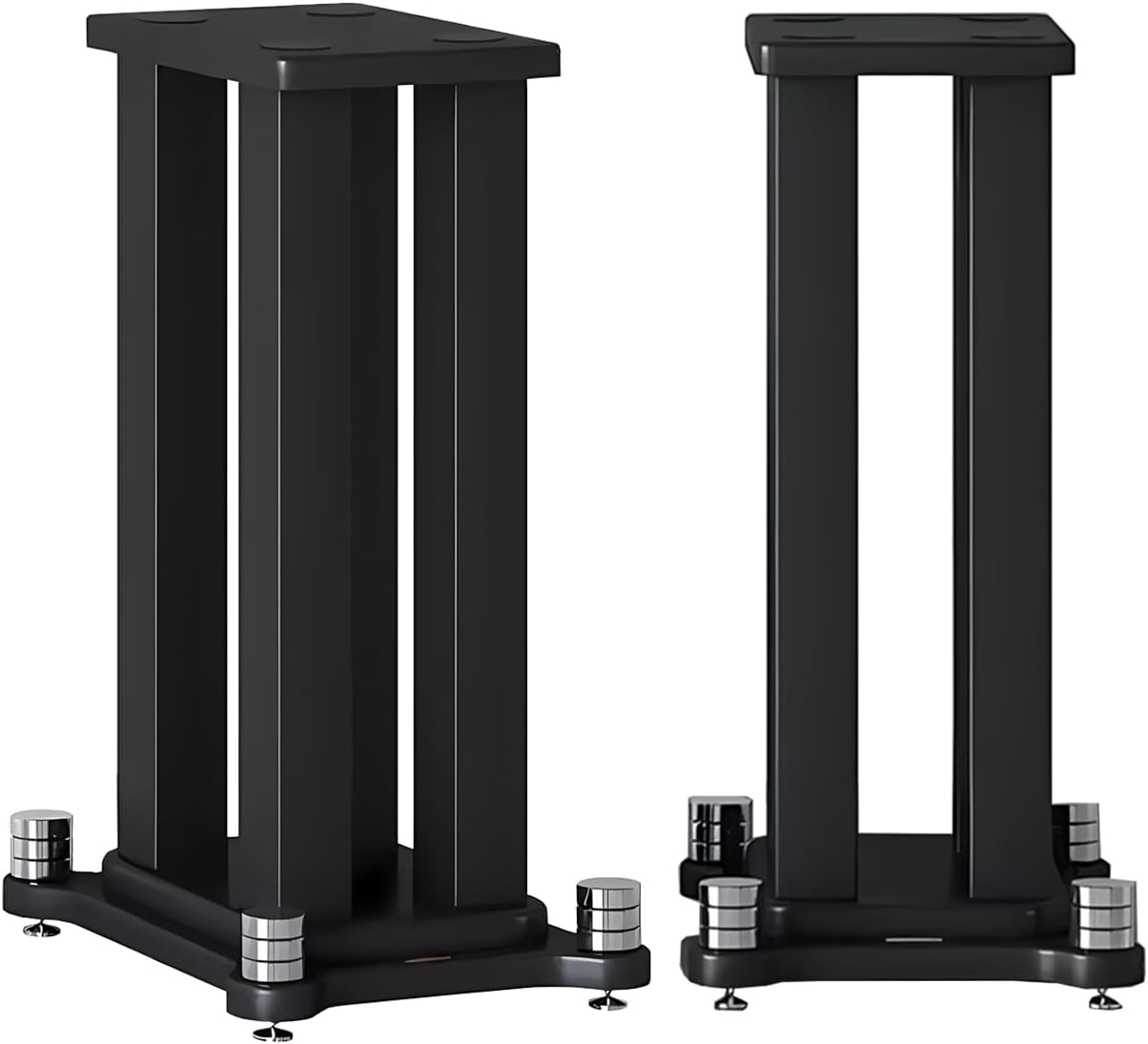 A Pair of Universal Speaker Stands, Heavy Duty Speaker Stands Holds Bookshelf Speaker Satellite Speaker Large Speaker, Vibration-Absorbing MDF Design, Holds 88lbs Speaker (Black, 50cm/19.6in)