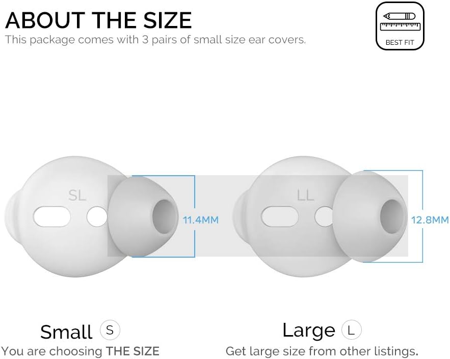 AhaStyle 3 Pairs AirPods Ear Tips Silicone Earbuds Cover [Not Fit in The Charging Case] Compatible with Apple AirPods (3 Pairs Small, White)