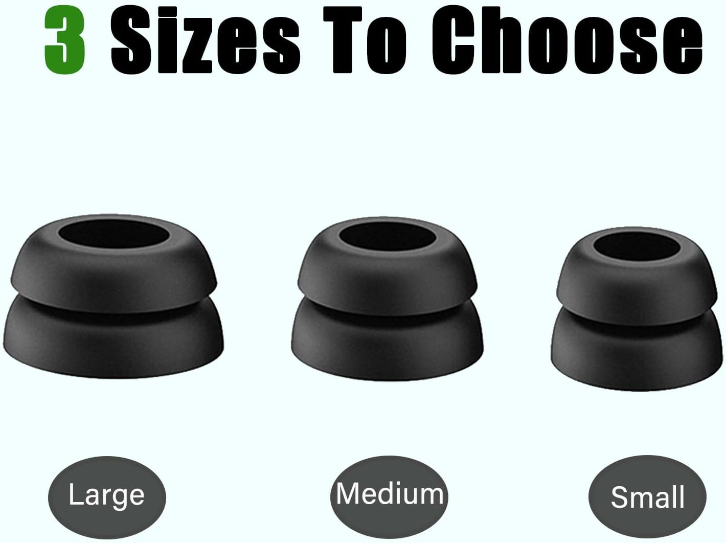 Double Flange Ear Tips for Beats Studio Buds Replacement Earbuds Tips for Beats Studio Buds+/Fit Pro/Solo Buds Earbuds Fit Beats Earbuds, 6 Pairs LMS Black