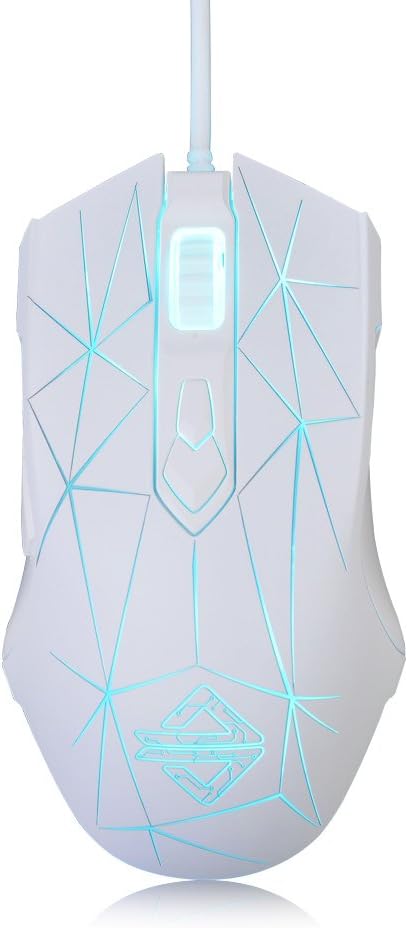 FIRSTBLOOD ONLY GAME. AJ52 Watcher RGB Gaming Mouse, Programmable 7 Buttons, Ergonomic LED Backlit USB Gamer Mice Computer Laptop PC, for Windows Mac Linux OS, Star White