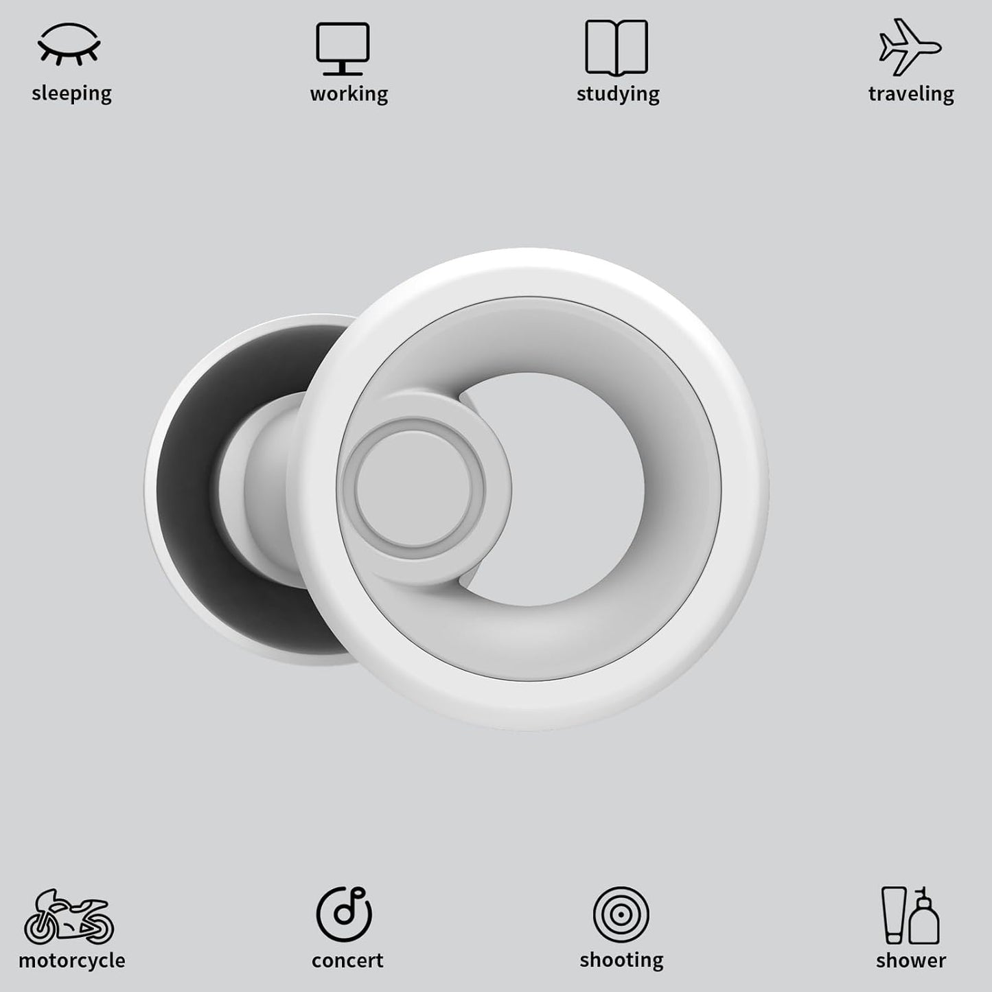 Ear Plugs for Noise Cancelling Ear Protection EarPlugs for Sleep,Concerts,Work,Study,8 Size Eartips with Small Box,Perfect -30dB Silicone Earplugs for Noise Reduction