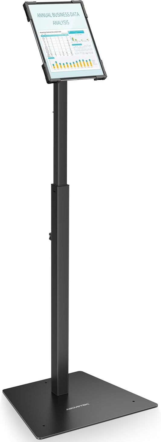AboveTEK Security iPad Kiosk Floor Stand, Anti-Theft POS Tablet Stands for Retail Business, Height Adjustable Tablet Floor Stand, 360° Swivel Universal Locking Holder Fits 9.7"-13" iPads/iPad Pro/Air