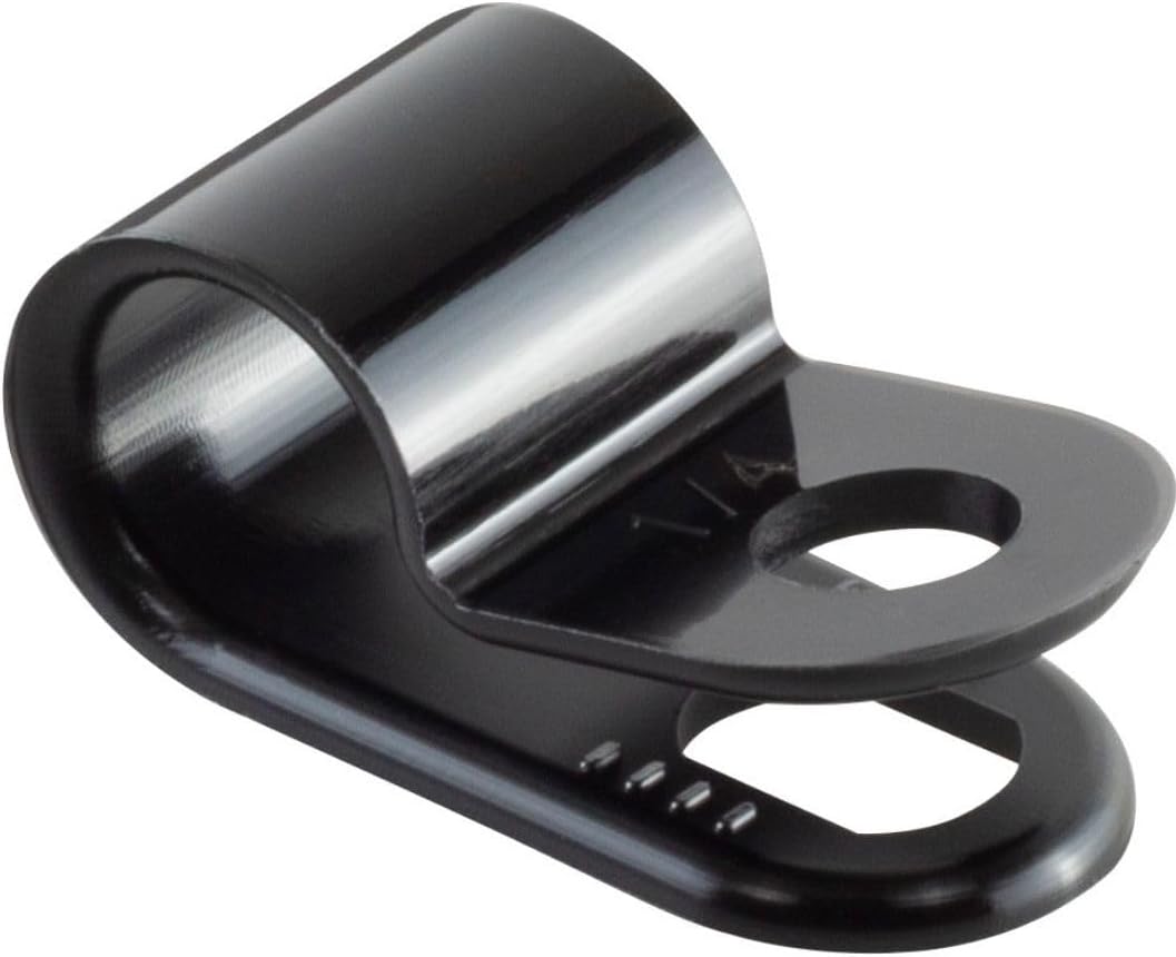 GTSE Black Nylon Plastic Cable Clamps, 1/4" Screw Mounts for Cable, Rope, Tube Management, 100 Pack
