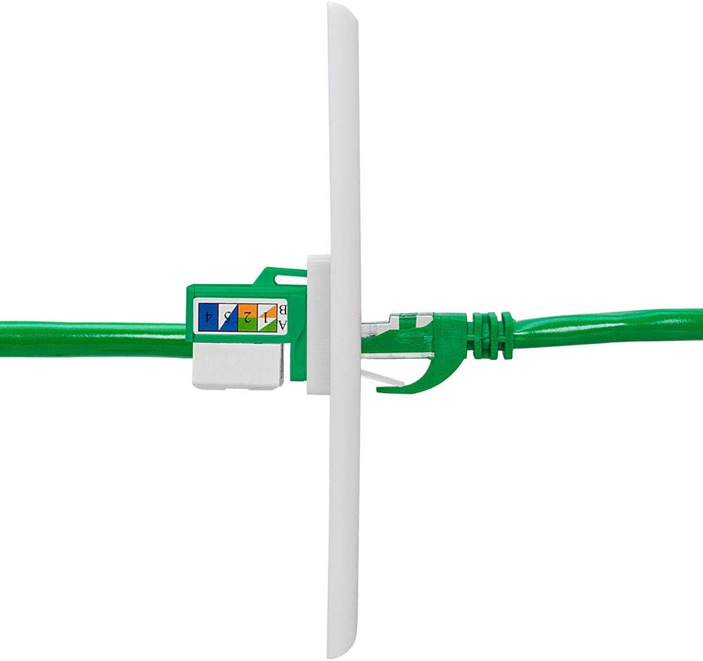 Cmple - 10 Pack Cat6 Keystone Jack Insert Punch Down RJ45 Connectors RJ45 Keystone Jack 90 Degree Female for Wall Plates, Patch Panels, Patch Cables, Ethernet Cables - Green