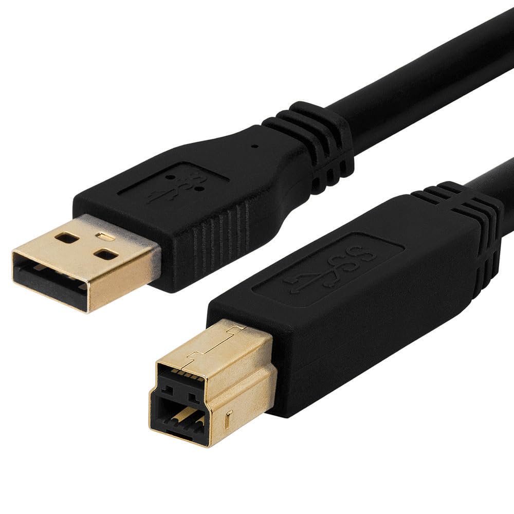 Cmple - USB 3.0 A Male to B Male Gold Plated Cable - 3FT (Blue)