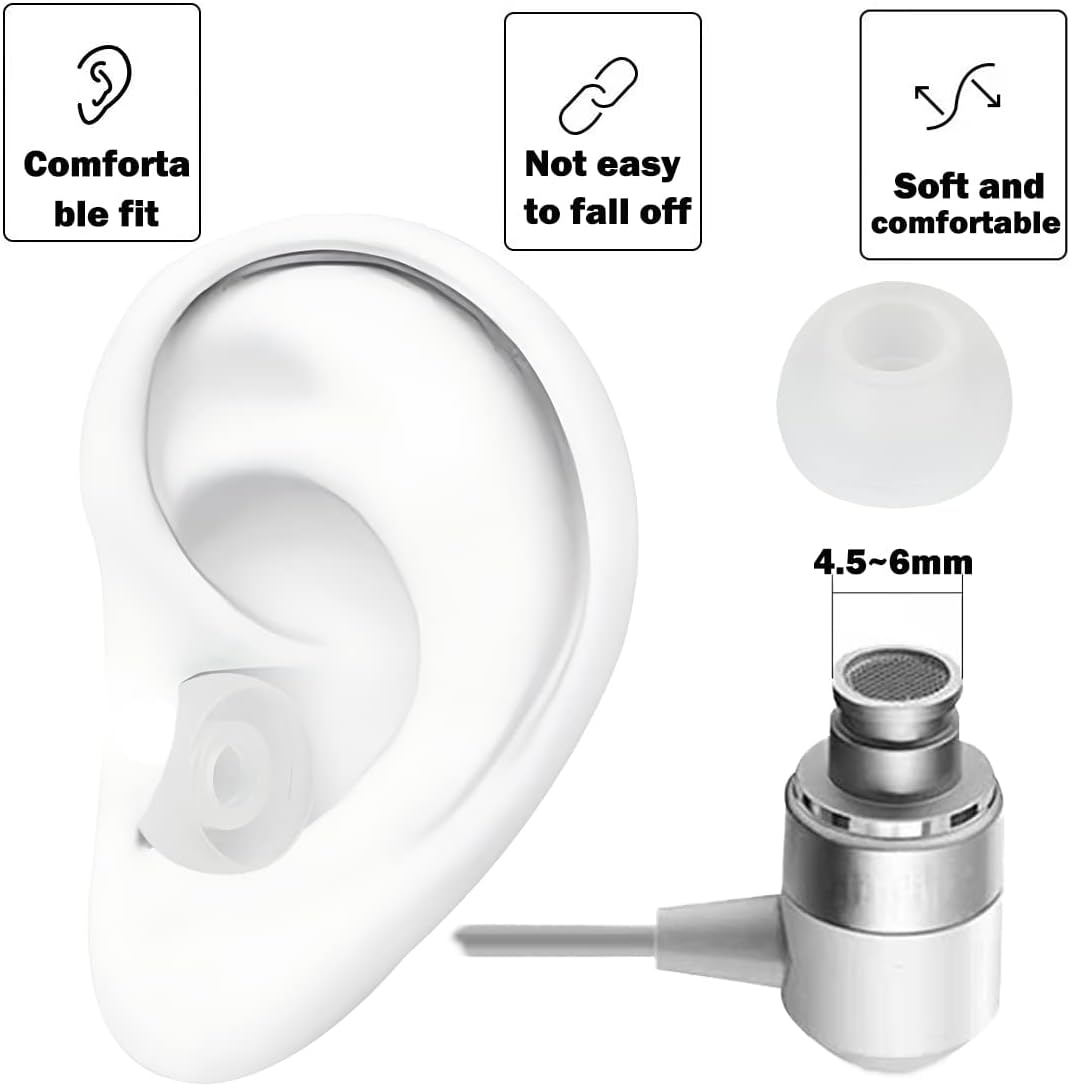 Earbud Tips - Replacement Earbud Covers & Headphone Earpads - Compatible With Powerbeats 2/3, LG & Samsung Earbuds - White, 9 Pairs