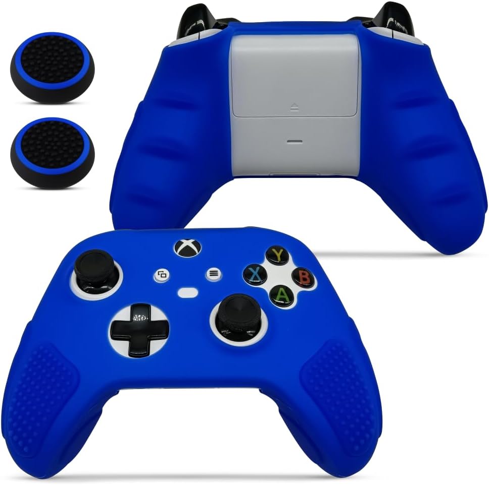 for Xbox Controller Series X/S (2024/2023) Silicone Protective Cover, Soft Skin Xbox Controller Accessories, Anti-Slip Cover with 2 Joystick Caps (Blue)