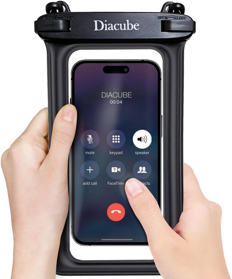 2-Pack Waterproof Phone Pouch, Universal IPX8 Floating Waterproof Case with Adjustable Lanyard for All Phones [Up to 8.3"] Beach, Waterpark & Travel Essentials - Black