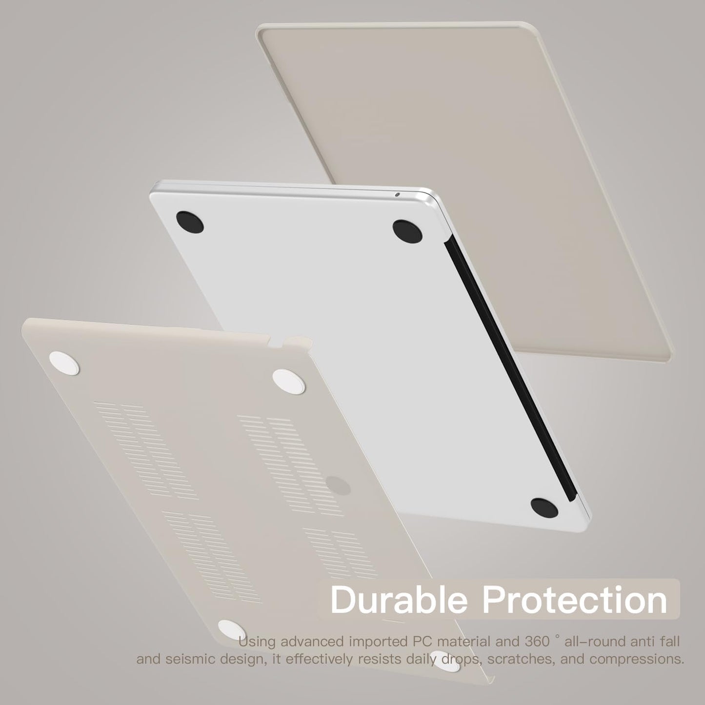 CISSOOK Compatible with MacBook Air 13.6 inch Case 2025 2024 2023 2022 Release M4 M3 M2 Chip, Plastic Hard Shell Case & Keyboard Cover for MacBook Air 13 A3240 A3113 A2681, Beige