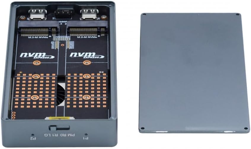 CY USB4.0 20Gbps Dual NVME M.2 NGFF M-Key to USB-C Type-C Raid0 Raid1 JBOD Big Enclosure with Fan Raid0 Hyper Adapter