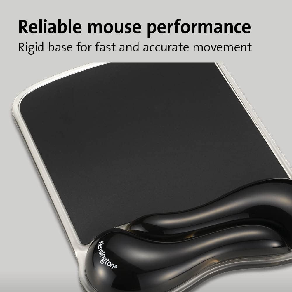 Kensington Duo Gel Wave Mouse Pad & Wrist Rest - Black,Medium (K62413WW)