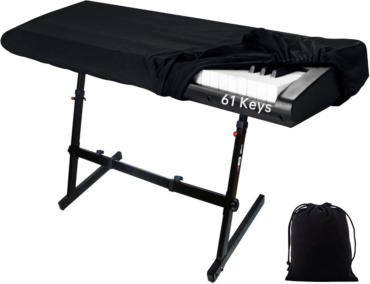 61 Keys Piano Keyboard Dust Cover, Music Stretchy Electronic DirtProof Keyboard Cover With Durable Elastic & Cord Lock Must Have Piano Accessories, Black