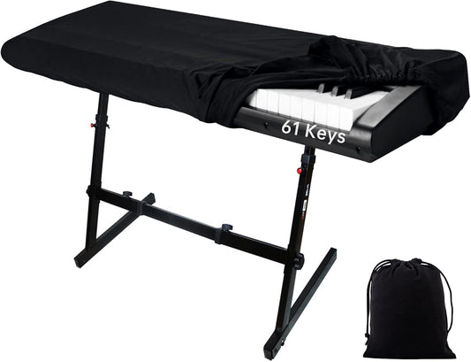 61 Keys Piano Keyboard Dust Cover, Music Stretchy Electronic DirtProof Keyboard Cover With Durable Elastic & Cord Lock Must Have Piano Accessories, Black