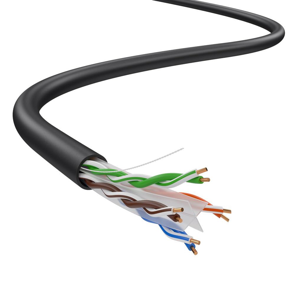 Dripstone CAT6 Ethernet Cable 1000ft Bulk Network LAN Wire 23AWG Solid CCA UTP 550MHz High-Speed Internet Cable Gaming, Streaming, Office, Home Use, Pull Box, Cat6 Bulk, Stable Connectivity - Black