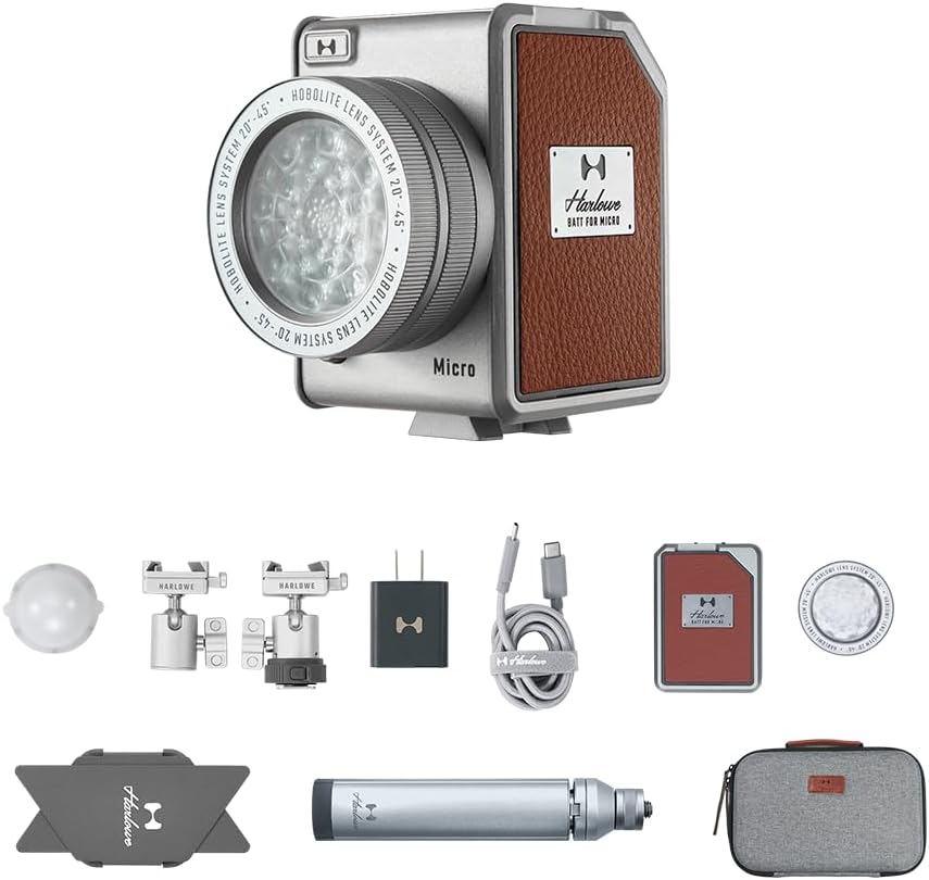 Harlowe Micro 8 Spectra Portable Led Light for Camera 8W RGBCW 1700K-10000K CRI/TLCI 96+ Small Camera Lighting Kit Mini Cube Fill Light for Photography and Video Recording Master Kit