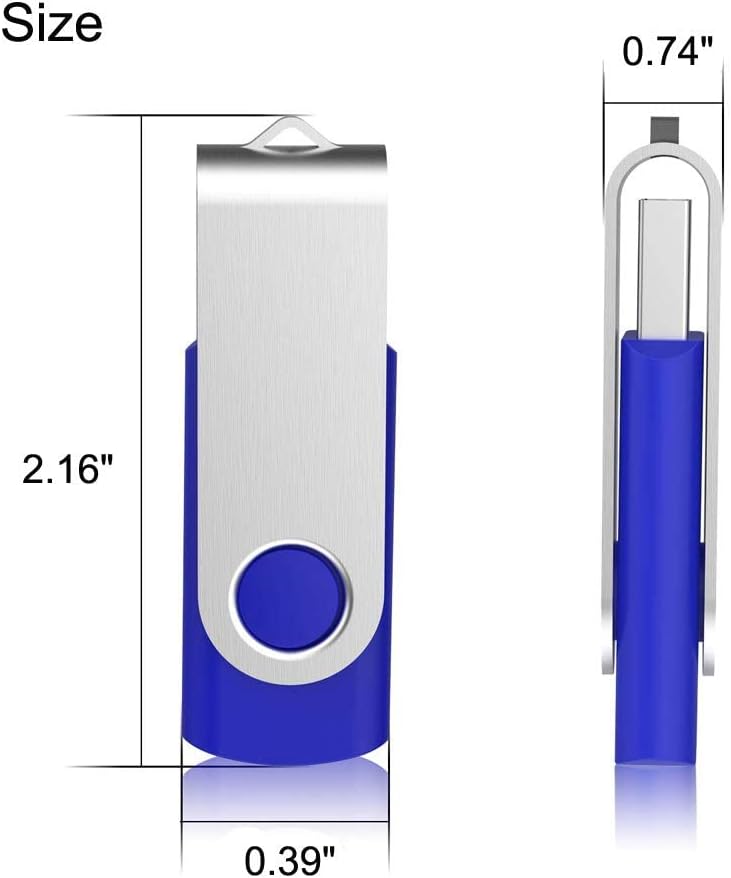 Aiibe 10 Pack 64GB USB 2.0 Flash Drive - Blue (10 Pack, 64GB)