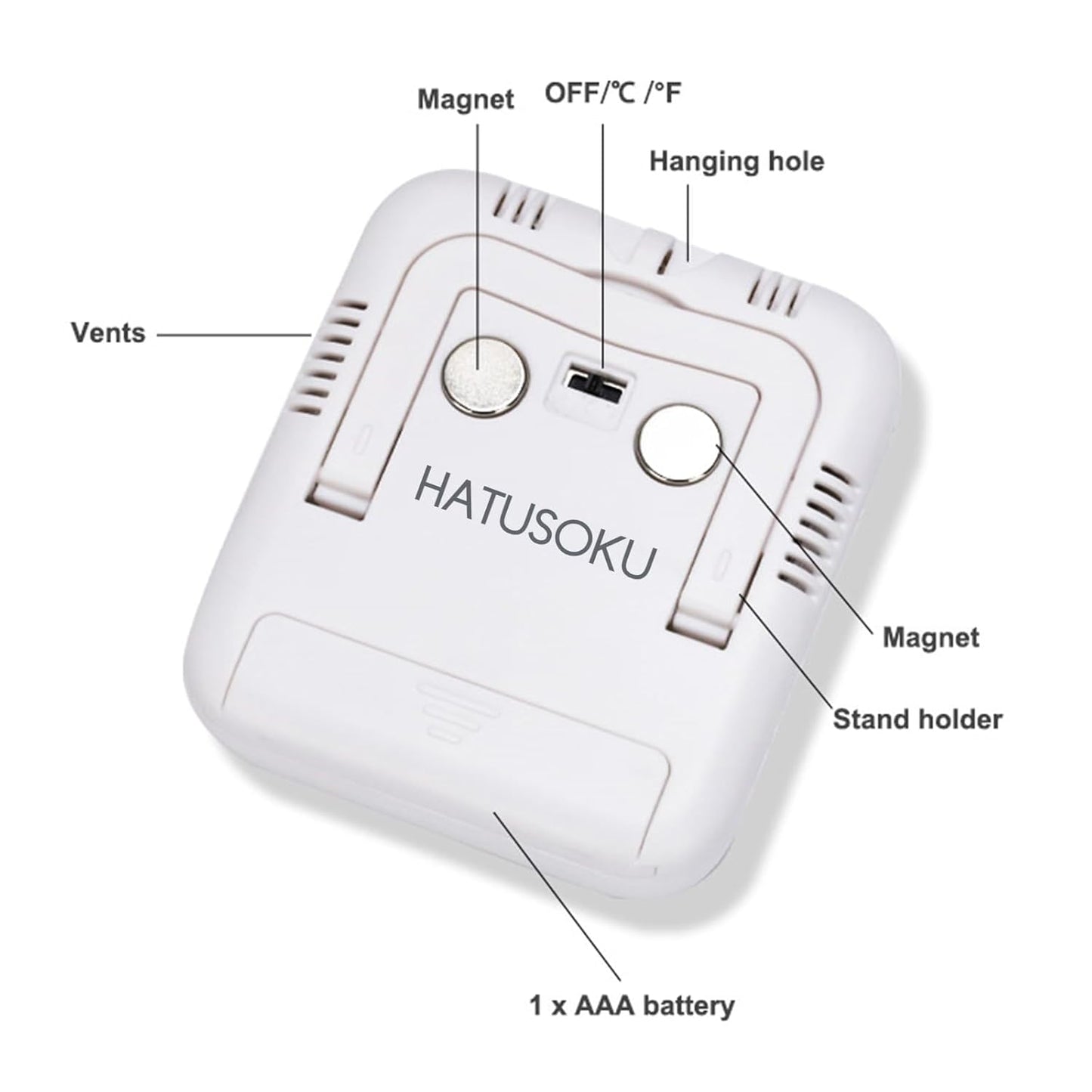 Digital Thermometer and Hygrometer with Comfort Face Display, Hygrometer, Stand, Magnet, Hanging, Simple, Infectious Disease Prevention, Heat Stroke Prevention (Simple, No Clock)