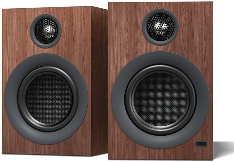 Bluetooth Bookshelf Speakers, 75W Powered Active Speaker with 4 Inch Woofer, HiFi Speaker with aptX Bluetooth USB for Home, Studio, Gaming, Set of 2, Bronze