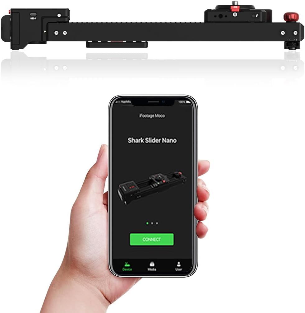 IFOOTAGE Mini Motorized Camera Shark Slider Nano N1-B Bundle Version,Aluminum Alloy Dolly Track,Video Stabilizer Rail,Time-Lapse,Stop-Motionand Interior or Exteriorlocation Camera Movement