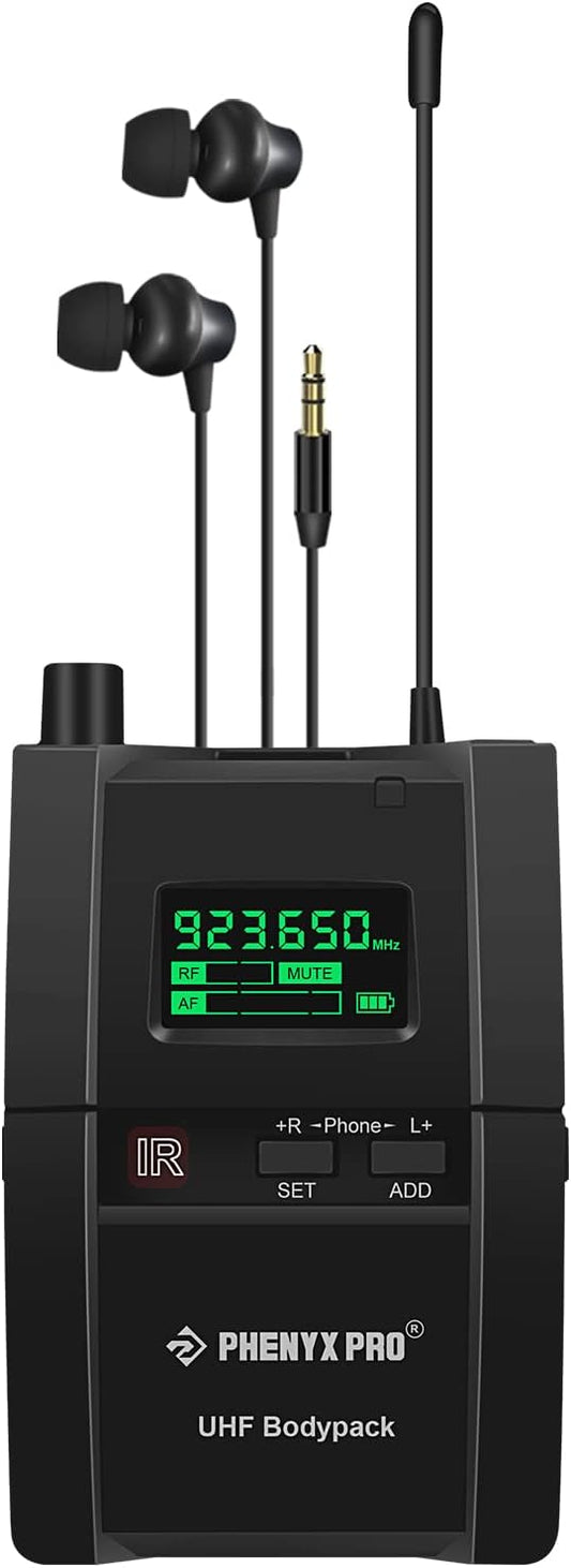 Phenyx Pro PTM-10 Stereo Wireless in Ear Monitor System Bodypack Receiver, Performance with 89 Adjustable Frequencies