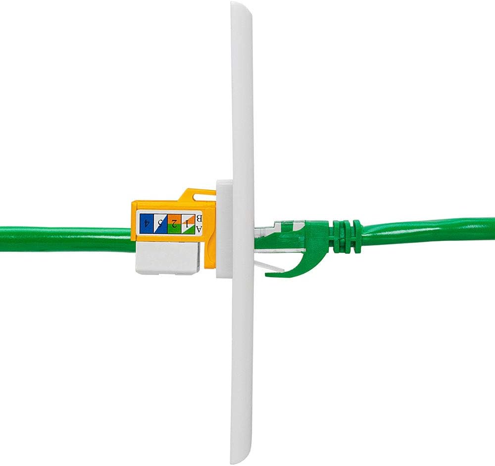 Cmple - 10 Pack Cat6 Keystone Jack Insert Punch Down RJ45 Connectors RJ45 Keystone Jack 90 Degree Female for Wall Plates, Patch Panels, Patch Cables, Ethernet Cables - Yellow