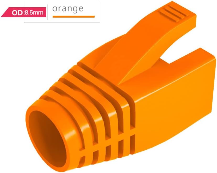 50 Pcs Cat7 Cat7A Cat8 Strain Relief Boot, RJ45 Plug Connector Cover Modular Network Plug Connector Cap Cable Connector Boots, Orange