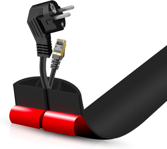 Floor Cord Cover Self Adhesive Cord Hider,3.3FT Cable Management, Extension Strip Protector for Wires, Prevent Cable Trips for Offices, Gyms, Exhibitions Cavity:0.47"(W) x 0.35"(H) Black