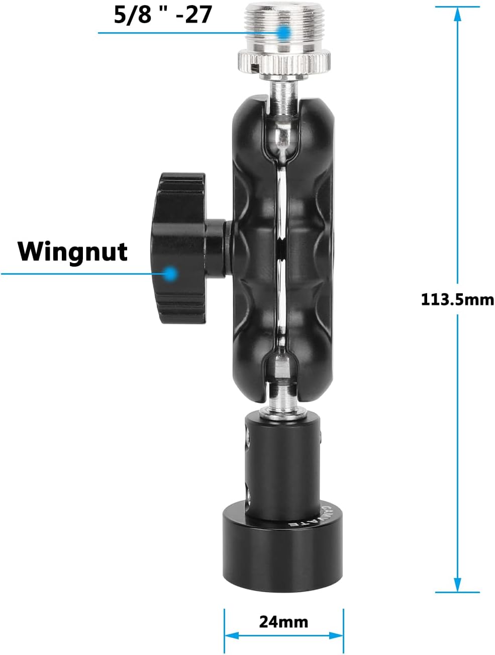 CAMVATE Mini Ball Head Mount Microphone Clamp with 5/8"-27 Male and Female Adapter - 3303